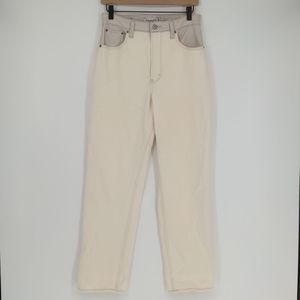 Abercrombie & Fitch Women's 90s Straight Ultra High Rise Cream Faux Leather Jean